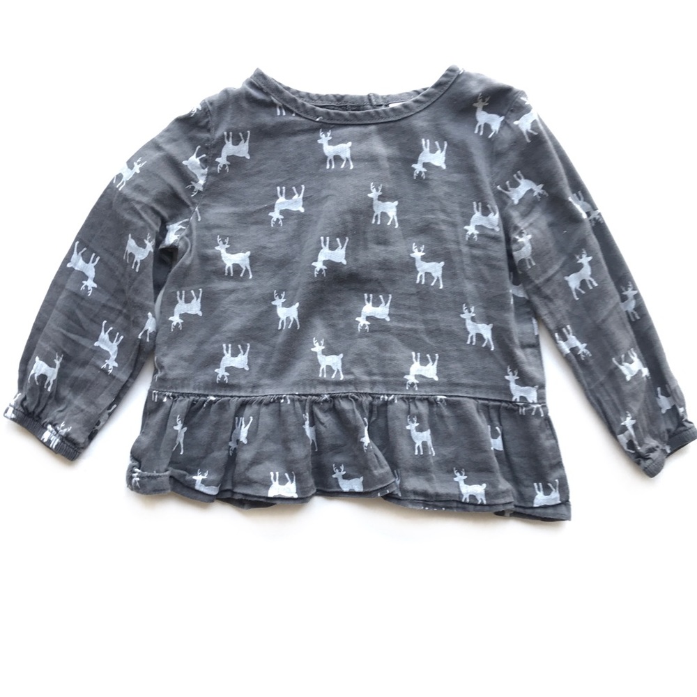 Carters Baby Girl Deer Print Ruffle Top Size 18 Mo